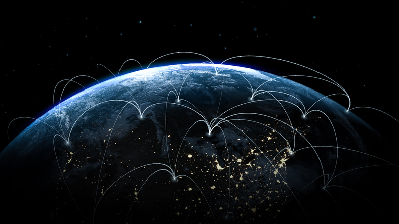 Global Network Connections Around Planet Earth – Night view of North America